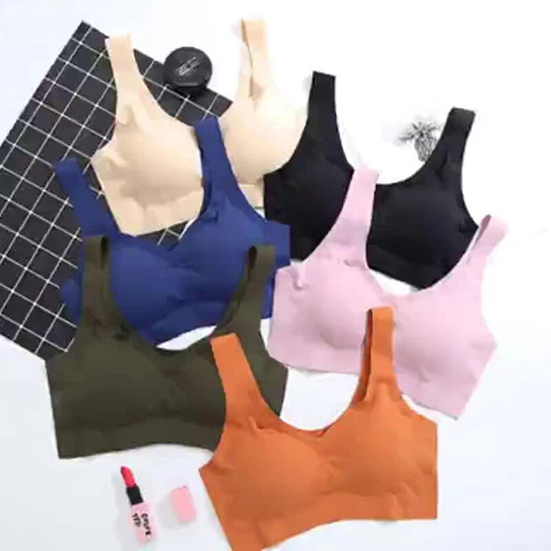 ✨ Desire # Underwear Padded Bralette Ice Silk Bra Lingerie Tank Top Push Up Solid Seamless✨❣️