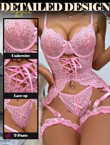 ✨Desire # LadyIn – Sexy women’s lingerie set with lace garter belt, babydoll, and panties✨❤️