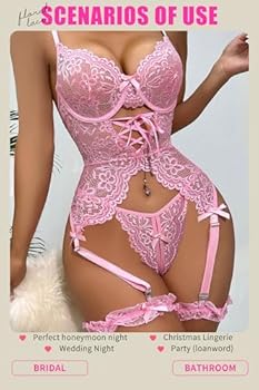 ✨Desire # LadyIn – Sexy women’s lingerie set with lace garter belt, babydoll, and panties✨❤️
