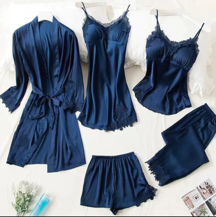 Desire Premium Quality 5 pices soft silk  Nighty ❤️