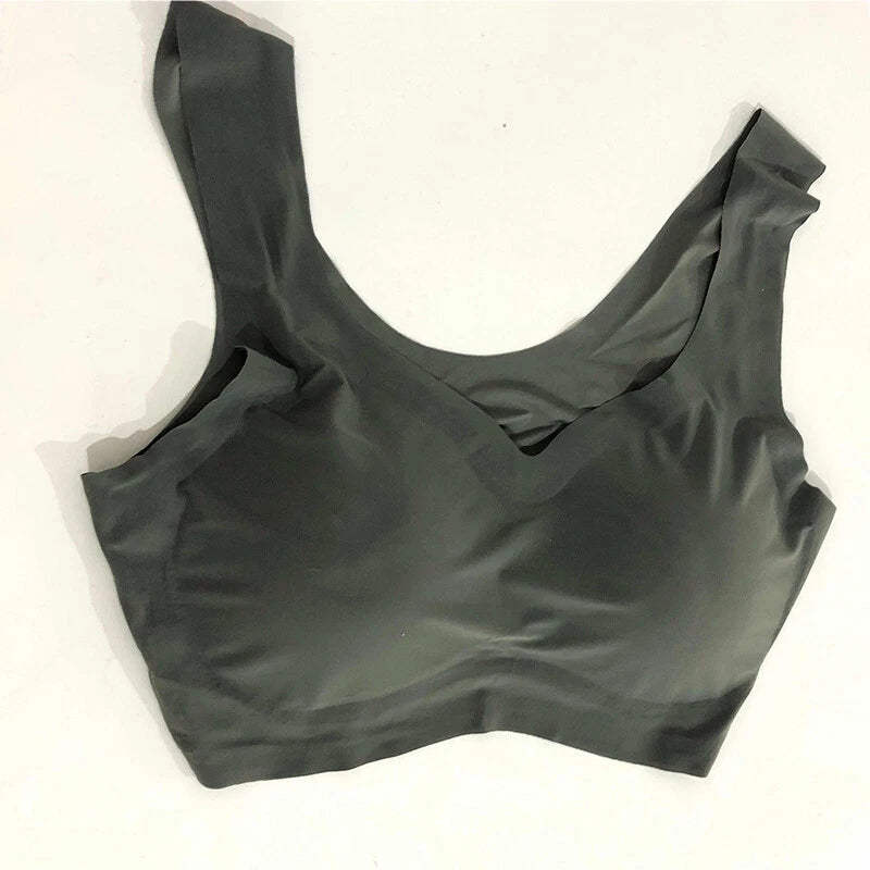 ✨ Desire # Underwear Padded Bralette Ice Silk Bra Lingerie Tank Top Push Up Solid Seamless✨❣️