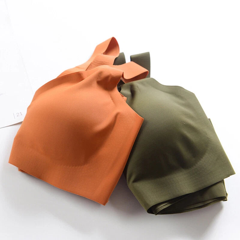 ✨ Desire # Underwear Padded Bralette Ice Silk Bra Lingerie Tank Top Push Up Solid Seamless✨❣️